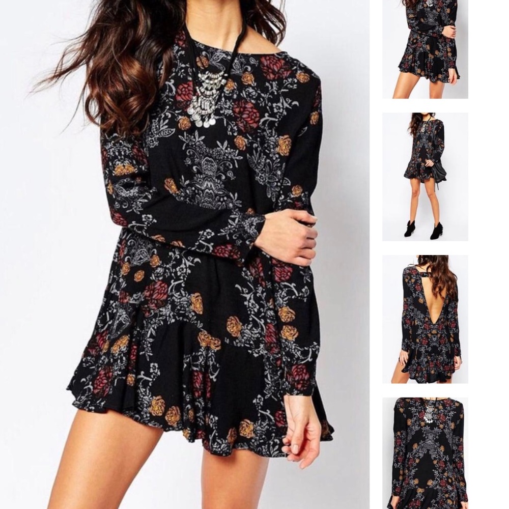 Free people black Smooth Talker tunic floral print